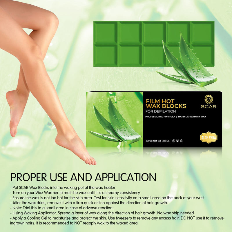 Scar Film Hot Wax Blocks 500g Aloe Vera - al basel cosmetics