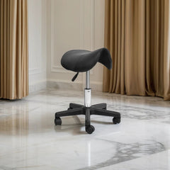 Black Swivel Saddle Stool for Salons Spa - al basel cosmetics