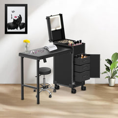 Portable Trolley with Foldable Table for Manicure and Makeup -al basel cosmetics - trolley with table