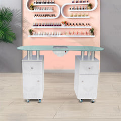 Glass Top Nail Art Manicure Table Salon Use - nail art table - manicure table - al basel cosmetics
