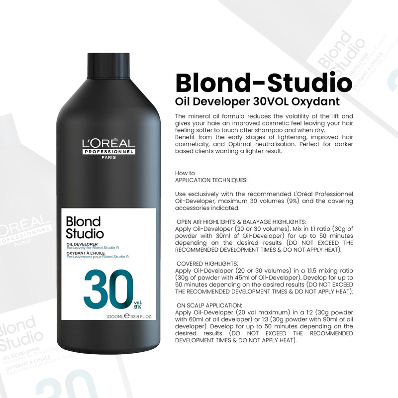Blond Studio Oil Developer 9% 30 Volume Oxydant 1000ml Bottle Loreal Professional- loreal developer-blond studio-al basel cosmetics