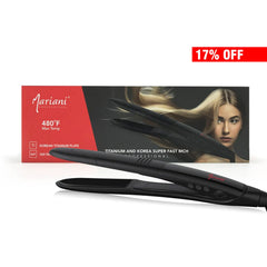 Mariani Professional Hair Straightener Iron Black - hair straightener - hair iron - al basel cosmetics - hair styling tools - hair equipment - hair care - Korean Titanium Plate - Professional hair straightener - UAE - Mariani - straightening iron - hair straightener