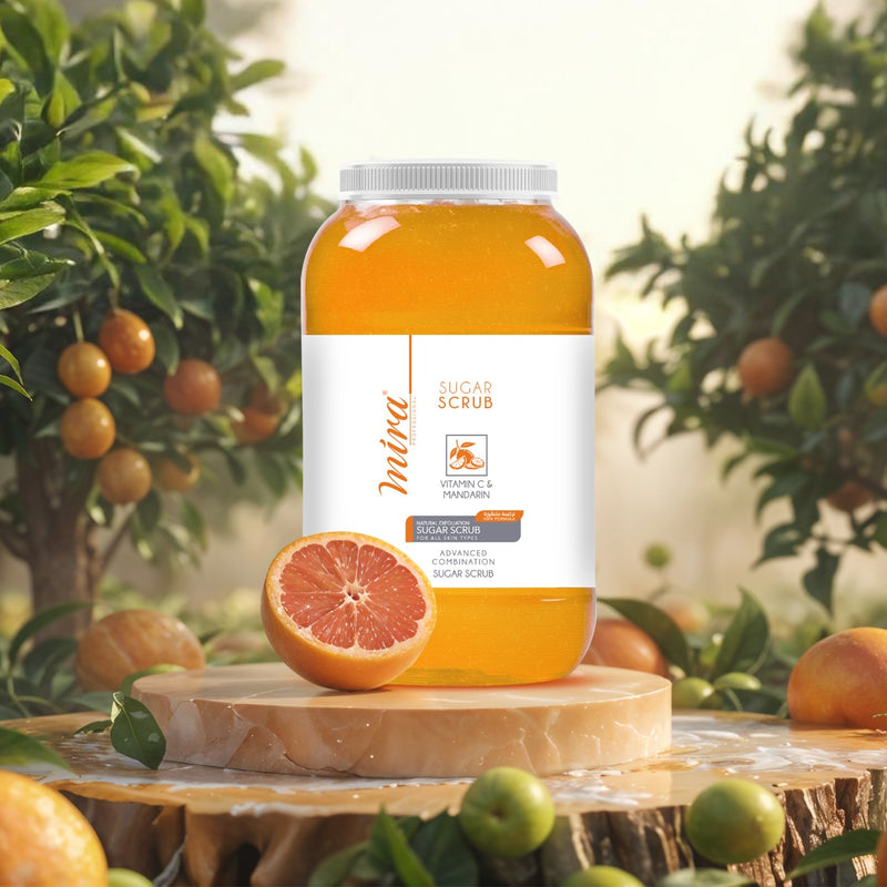 Foot & Body Sugar Scrub Vitamin C & Mandarin 5Kg Mira - Mira Sugar Scrub - Al basel cosmetics - foot scrub - body scrub - food and body scrub - feet scrub - scrub for feet - UAE - Mira - sugar scrub - sugar scrub for body - sugar scrub for feet
