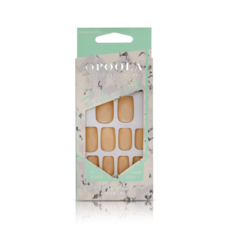 Opoola Pop On Reusable 12 Nails with Glue