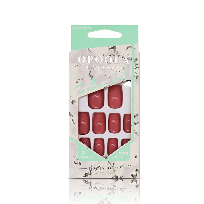 Opoola Pop On Reusable 12 Nails with Glue