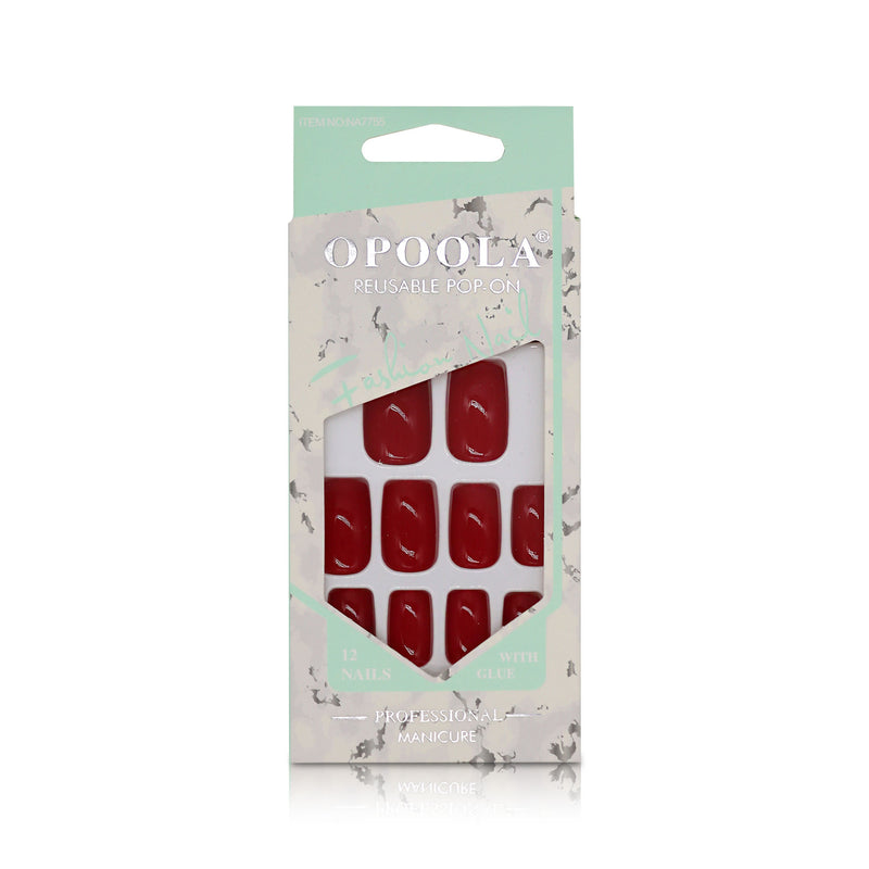 Opoola Pop On Reusable 12 Nails with Glue