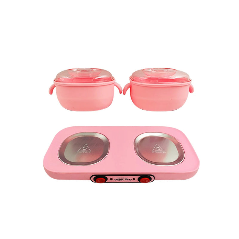Double Silicone Wax Warmer Machine Pink - double plate wax warmer - wax heater machine - double wax heater machine - pink silicone wax heater - Al Basel - UAE