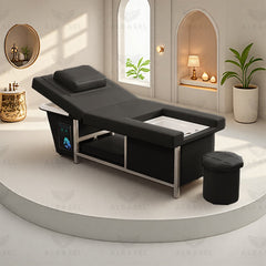 Premium Multi-Functional Japanese Massage Spa Bed with Jacuzzi & Hair Wash – Black - Massage bed with Jacuzzi Saudi Arabia - Hair washing furniture Qatar - Hair washing massage bed Bahrain - Al Basel
