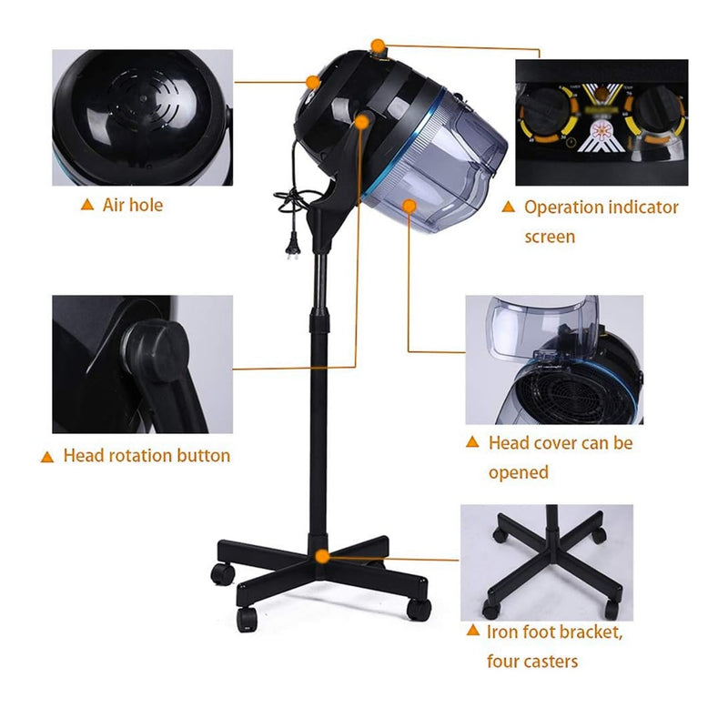 Professional Black Hooded Hair Dryer Stand Machine for Salon Spa – Adjustable, Portable & Efficient - professional hair dryer stand machine for salon spa - salon hair dryer equipment - Al Basel - UAE - Salon - Spa equipments