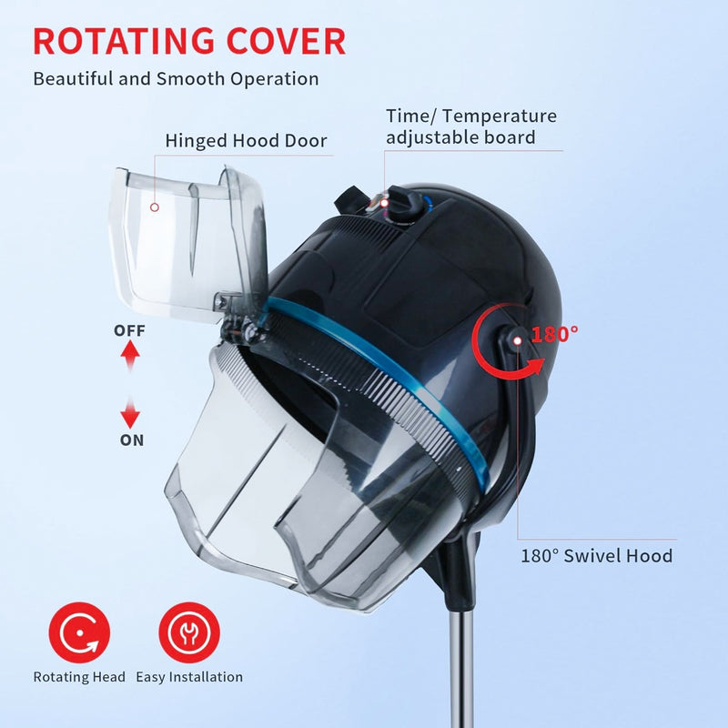 Professional Black Hooded Hair Dryer Stand Machine for Salon Spa – Adjustable, Portable & Efficient - professional hair dryer stand machine for salon spa - salon hair dryer equipment - Al Basel - UAE - Salon - Spa equipments