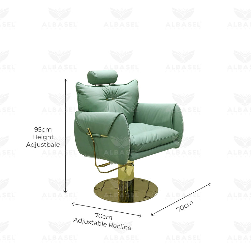 Ladies Salon Styling Chair Green - ladies chair - al basel cosmetics - UAE - green furniture - ladies chair - professional styling chair