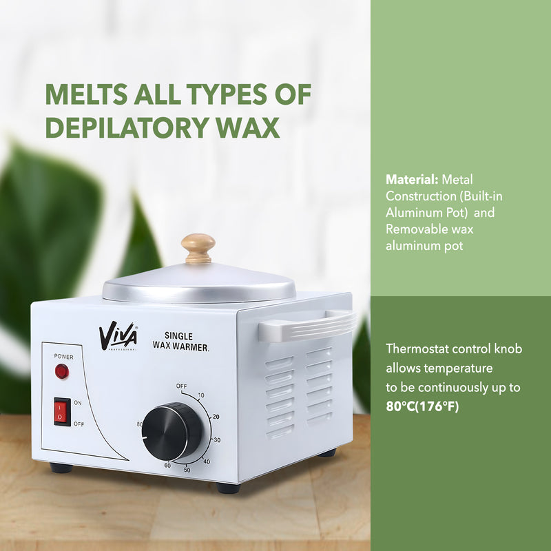 Viva Depilatory wax warmer single for hair removal - al basel cosmetics - wax heater - wax heater machine - Durable wax heater machine for smooth hair removal - Viva - Wax heater machine with temperature control - Electric wax warmer heating pot with lid - Single wax warmer Dubai - UAE