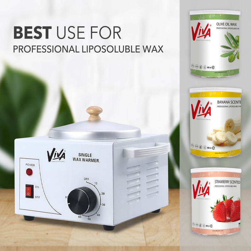 Viva Depilatory wax warmer single for hair removal - al basel cosmetics - wax heater - wax heater machine - Durable wax heater machine for smooth hair removal - Viva - Wax heater machine with temperature control - Electric wax warmer heating pot with lid - Single wax warmer Dubai - UAE