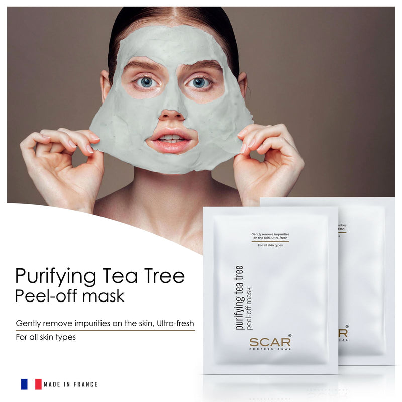 Purifying tea Tree Peel Off Mask Powder Scar (30g x 10pkts) Scar Professional- skin care- face care- hydra facial- peel off mask- tea tree mask- scar professional- fresh skin- face mask - al basel cosmetics- Sharjah