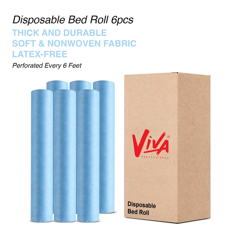 Viva Blue Disposable Non-Woven Bed Roll Wholesale Pack of 6- bed roll- disposable bed roll- salon- spa- clinic- latex free- wholesale pack- pack of 6- blue bed roll- Al basel cosmetics- UAE- Viva