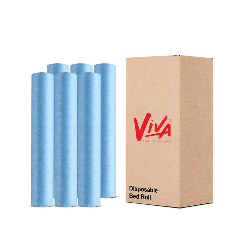 Viva Blue Disposable Non-Woven Bed Roll Wholesale Pack of 6- bed roll- disposable bed roll- salon- spa- clinic- latex free- wholesale pack- pack of 6- blue bed roll- Al basel cosmetics- UAE- Viva