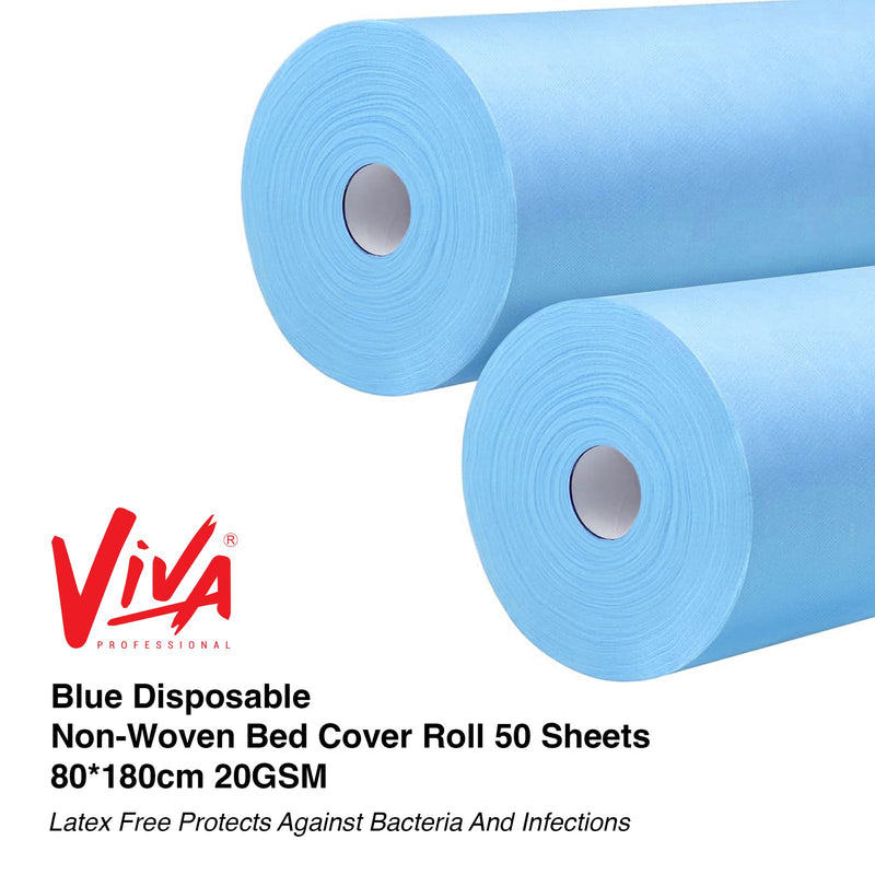 Viva Blue Disposable Non-Woven Bed Roll Wholesale Pack of 6- bed roll- disposable bed roll- salon- spa- clinic- latex free- wholesale pack- pack of 6- blue bed roll- Al Basel cosmetics- UAE- Viva