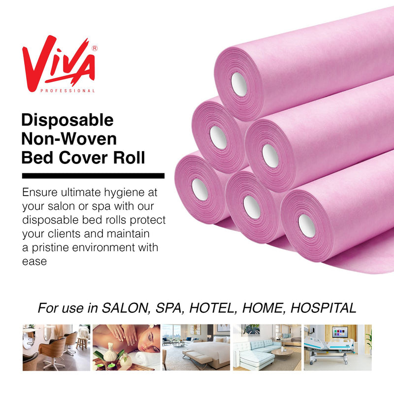 Viva Pink Disposable Non-Woven Bed Roll Wholesale Pack of 6-bed roll- disposable bed roll- pink bed roll- salon- spa- clinic- wholesale pack- pack of 6- latex free- 20 GSM- Dubai- Al Basel Cosmetics- Viva- UAE