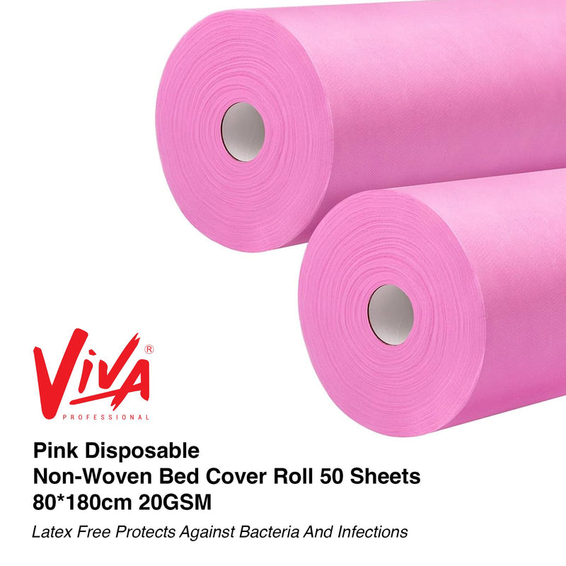 Viva Pink Disposable Non-Woven Bed Roll Wholesale Pack of 6-bed roll- disposable bed roll- pink bed roll- salon- spa- clinic- wholesale pack- pack of 6- latex free- 20 GSM- Dubai- Al Basel Cosmetics- Viva- UAE
