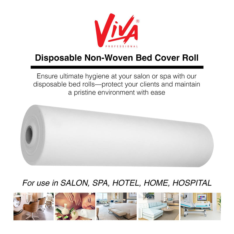 Viva White Disposable Non-Woven Bed Roll Pack of 6- bed roll- disposable bed roll- viva- salon- spa- white bed roll- offer pack- pack of 6- Al Basel Cosmetics- UAE- latex free bed roll-wholesale pack