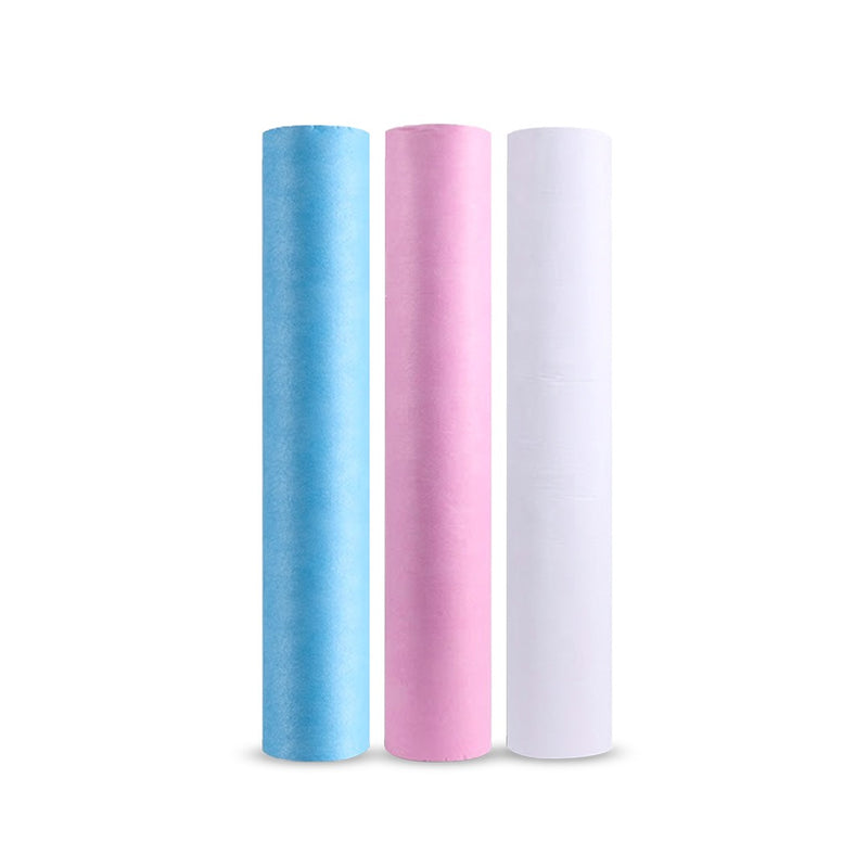 Viva Disposable Non-Woven Bed Cover Roll Pink 50 sheets- pink bed roll- white bed cover- blue bed roll- bed cover- disposable bed sheet- massage bed cover- bed roll- Viva- Disposable spa bed roll- latex free bed roll- Dubai- Salon- Spa- Clinic- Albasel cosmetics- UAE