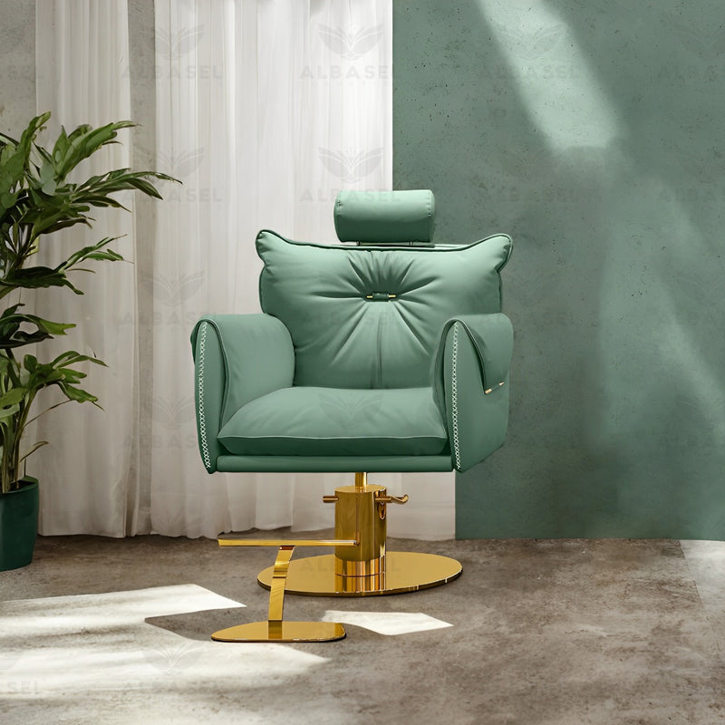 Ladies Salon Styling Chair Green - ladies chair - al basel cosmetics - UAE - green furniture - ladies chair - professional styling chair