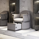 Salon & Spa Pedicure Chair Station with Acrylic Sliding Basin – Grey Finish - Al Basel Cosmetics - UAE