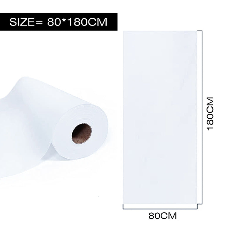 Viva White Disposable Non-Woven Bed Roll 80*180cm- 50 sheet- bed roll- bed cover- disposable bed sheet- salon disposable bed roll- massage bed cover- waterproof bed cover- oil proof bed roll- salon bed roll- spa bed cover- clinic bed cover- white bed roll- Viva- Al Ain- Al Basel Cosmetics- UAE