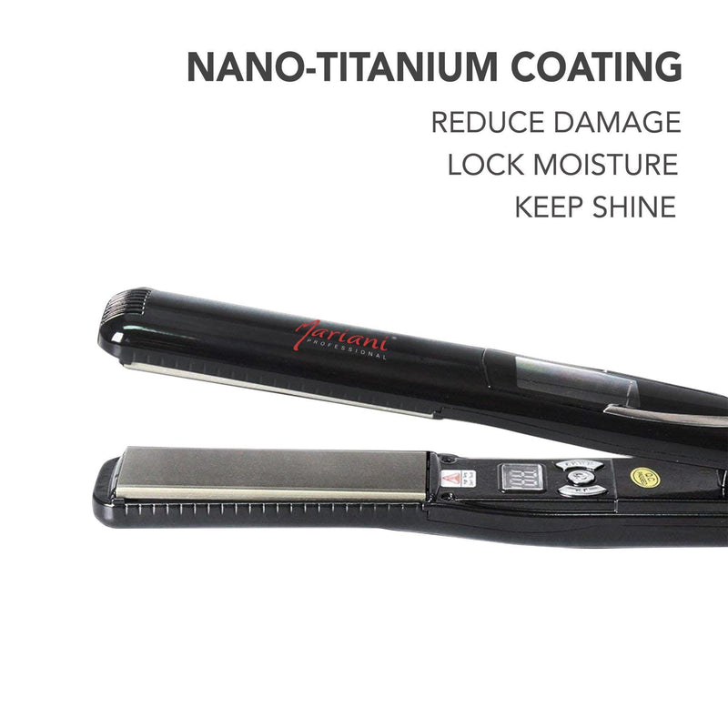 Mariani Professional digital Hair Iron straightener - Black 470'F - al basel cosmetics - hair straightener - hair styling tools - professional hair straightener - travel friendly hair iron - Dubai - Mariani - UAE - hair styling equipment - straightening iron - hair straightener