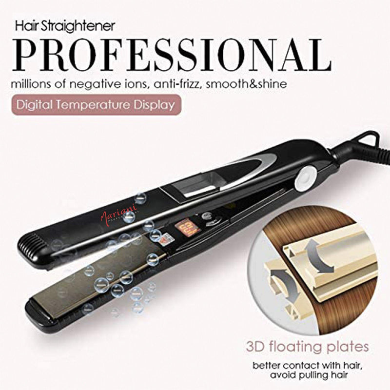 Mariani Professional digital Hair Iron straightener - Black 470'F - al basel cosmetics - hair straightener - hair styling tools - professional hair straightener - travel friendly hair iron - Dubai - Mariani - UAE - hair styling equipment - straightening iron - hair straightener
