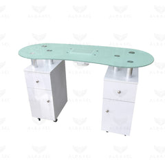 Glass Top Nail Art Manicure Table Salon Use - nail art table - manicure table - al basel cosmetics