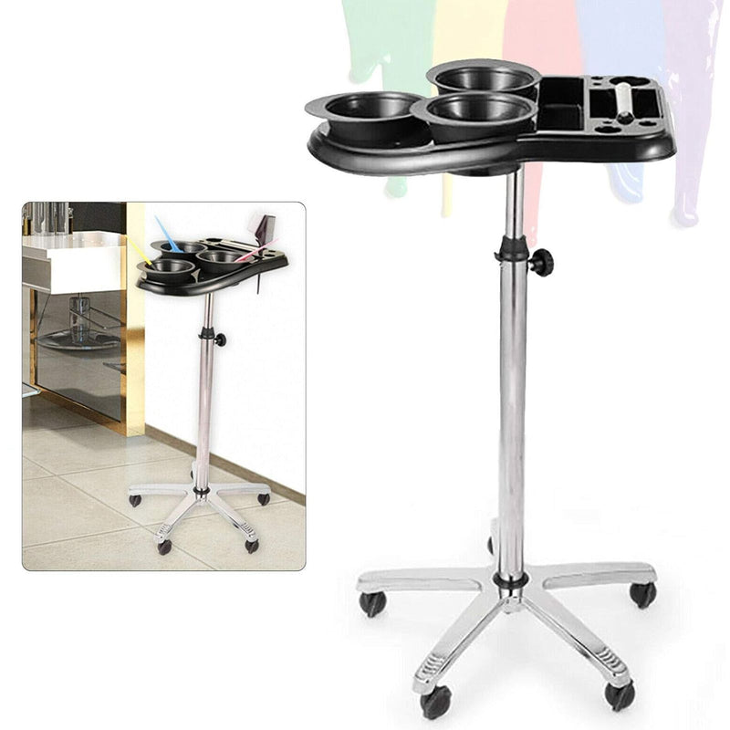 Hair Coloring Trolley Black with Hair Coloring Bowls - hair coloring trolley - al basel cosmetics 