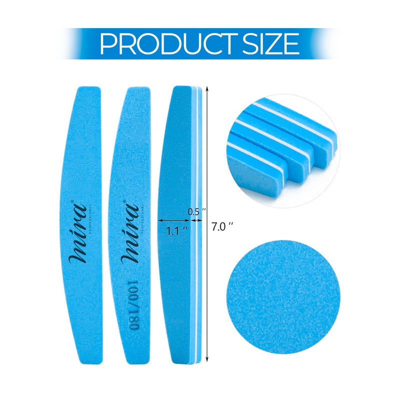 Professional Nail File Half Moon Sponge 704 Blue for Nail Art Design Mira - nail art tools - al basel cosmetics