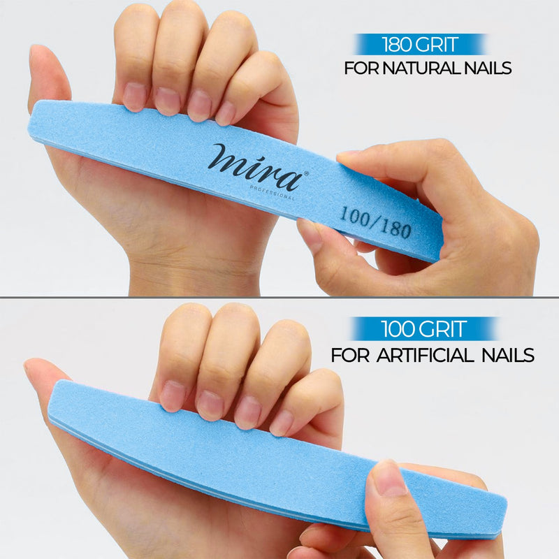 Professional Nail File Half Moon Sponge 704 Blue for Nail Art Design Mira - nail art tools - al basel cosmetics