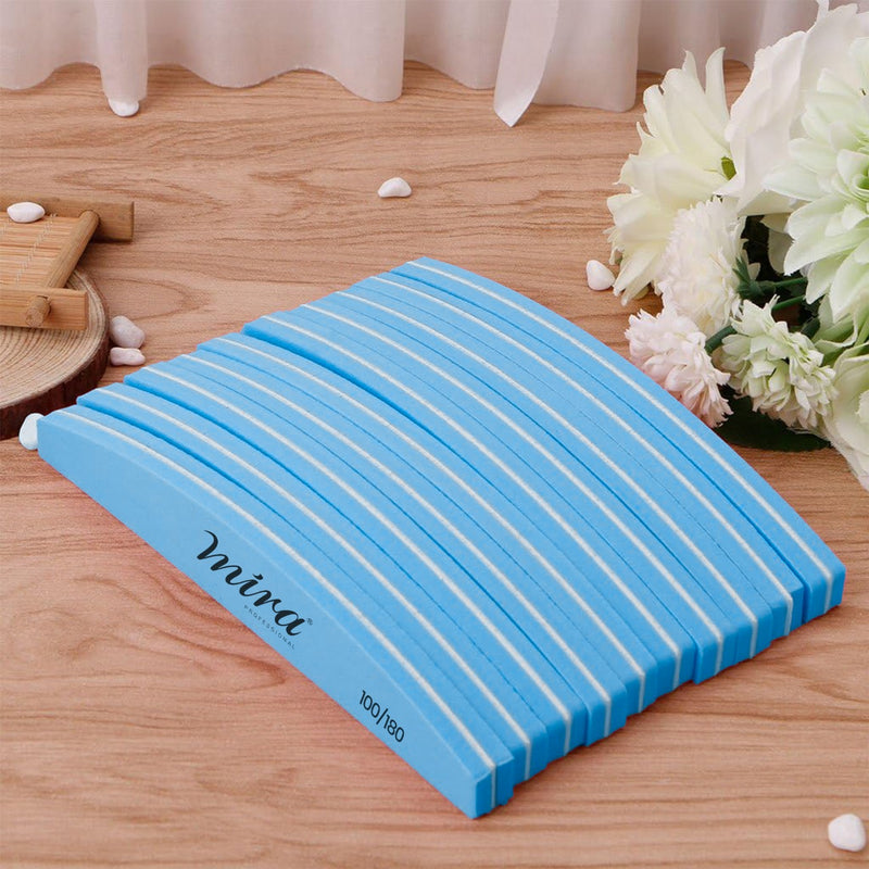 Professional Nail File Half Moon Sponge 704 Blue for Nail Art Design Mira - nail art tools - al basel cosmetics