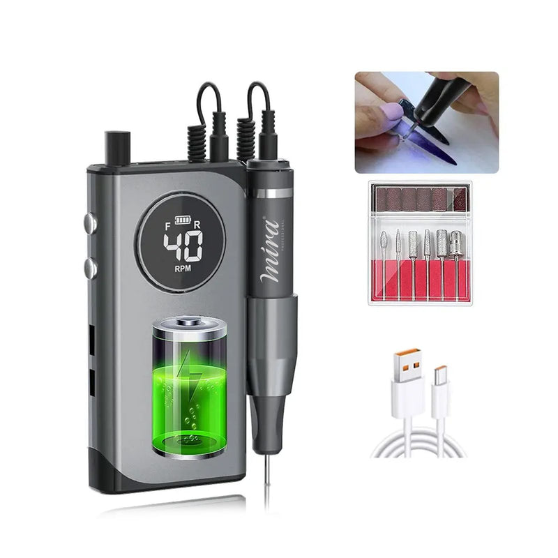 Portable Nail Drill Machine M401 Black for Nail Salons Mira - nail drill machine - al basel cosmetics 