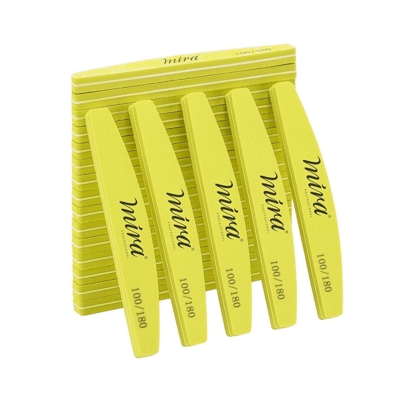 Professional Nail File Half Moon Sponge 705 Yellow for Nail Art Design Mira 10 Pieces
