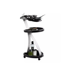 Black Hair Coloring Trolley Stand with Double Shelves - hair coloring trolley - al basel cosmetics 