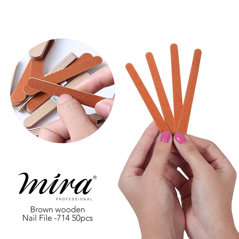 Wooden Nail File Water Drop 50 Pcs 714 Mira Professional
