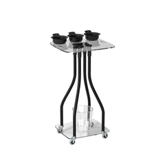 Black Hair Coloring Trolley Stand with Transparent Table Top - al basel cosmetics