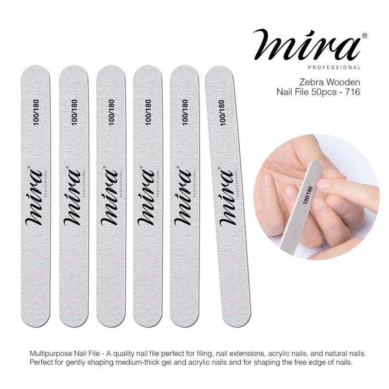 Straight Wooden Nail File 50 Pcs 716 Mira Professional - al basel cosmetics