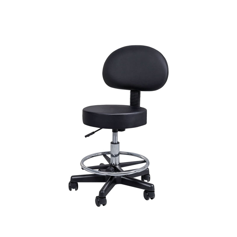 Black Swivel Stool With Backrest & Footrest - al basel cosmetics