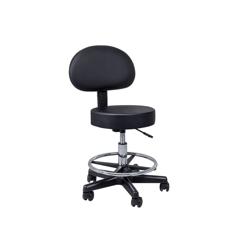 Black Swivel Stool With Backrest & Footrest - al basel cosmetics