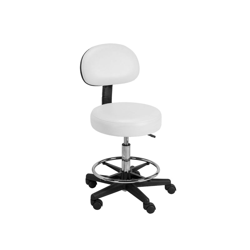 White Swivel Stool With Backrest & Footrest - al basel cosmetics