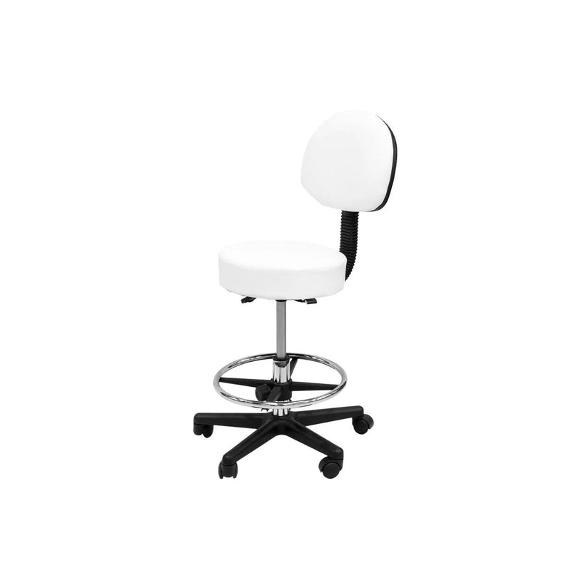 White Swivel Stool With Backrest & Footrest - al basel cosmetics