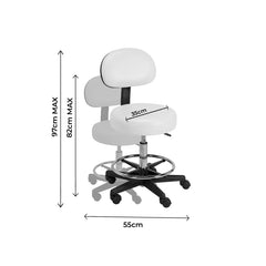 White Swivel Stool With Backrest & Footrest - al basel cosmetics