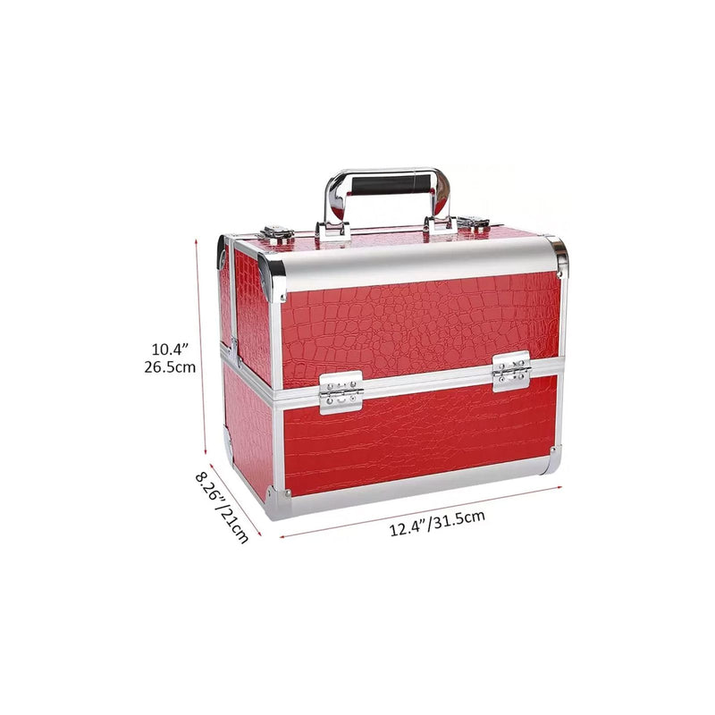 Red and Silver Makeup Box Beauty Case Small FL-C740