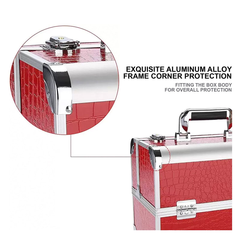 Red and Silver Makeup Box Beauty Case Small FL-C740