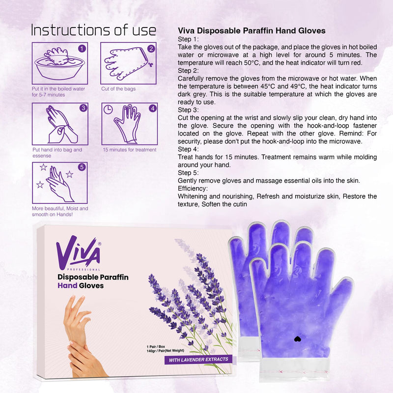 Disposable Paraffin Hand Gloves Lavender 1 Pair/Box Viva - al basel cosmetics