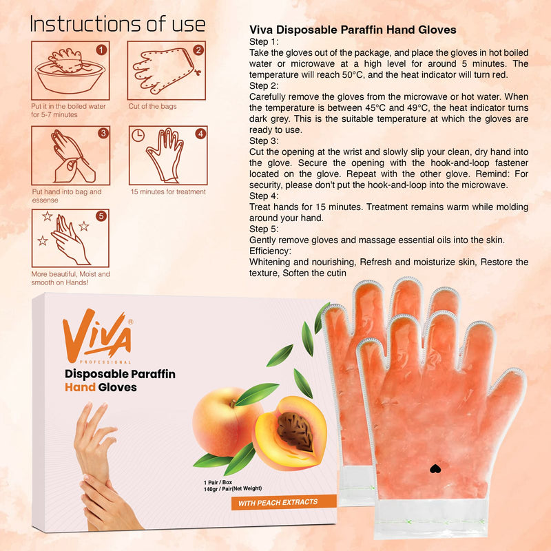 Disposable Paraffin Hand Gloves Peach 1 Pair/Box Viva - al basel cosmetics